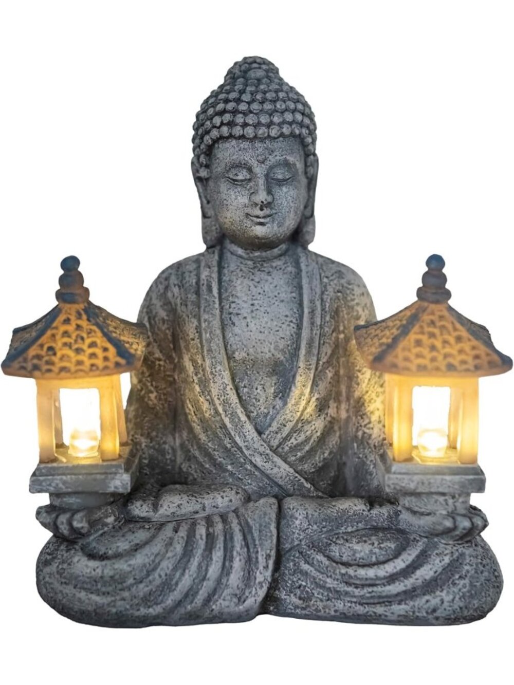 Solar Powered Buddha Statue - Flickering LED Garden Light for Zen Home & Outdoor